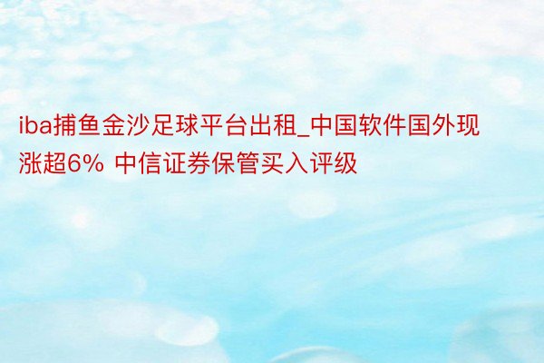 iba捕鱼金沙足球平台出租_中国软件国外现涨超6% 中信证券保管买入评级