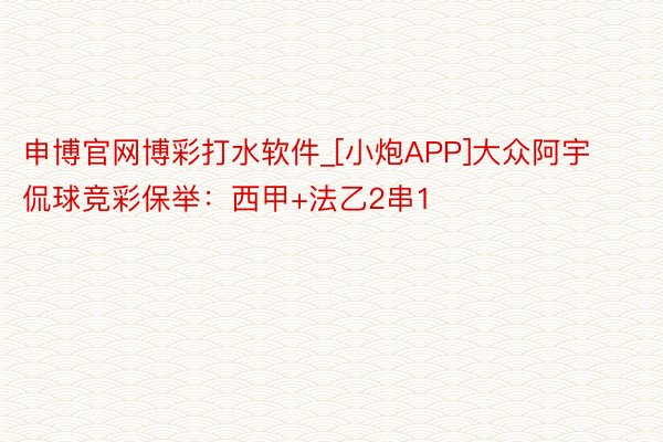 申博官网博彩打水软件_[小炮APP]大众阿宇侃球竞彩保举：西甲+法乙2串1