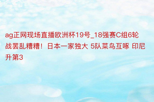 ag正网现场直播欧洲杯19号_18强赛C组6轮战罢乱糟糟！日本一家独大 5队菜鸟互啄 印尼升第3