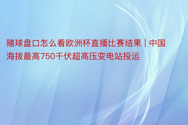 赌球盘口怎么看欧洲杯直播比赛结果 | 中国海拔最高750千伏超高压变电站投运